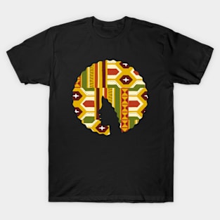 Afro Hair Woman with African Pattern, Black History T-Shirt